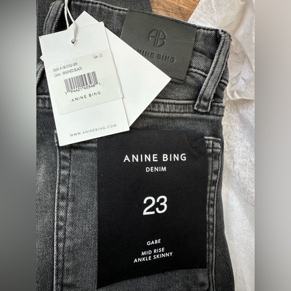 anine bing gabe mid rise ankle skinny washed black - Picture 6 of 6